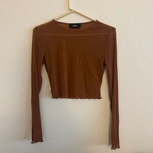 Glitter long sleeve mesh crop top S